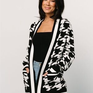 Baltic Born Black and White Houndstooth Open Cardigan